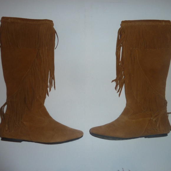 Sam Edelman Utah Fringe Tan Boots Moccasubs Pull On - Picture 8 of 8